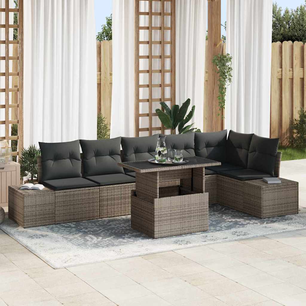 Tuin Sofa Set Met Opslag 7 Pcs Poly Riet