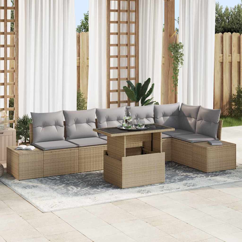 Tuin Sofa Set Met Opslag 7 Pcs Poly Riet