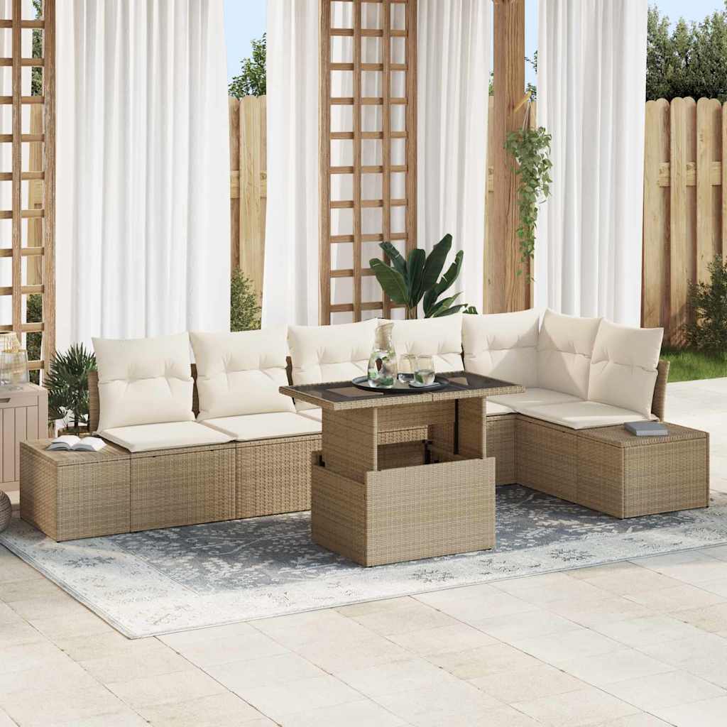 Tuin Sofa Set Met Opslag 7 Pcs Poly Riet