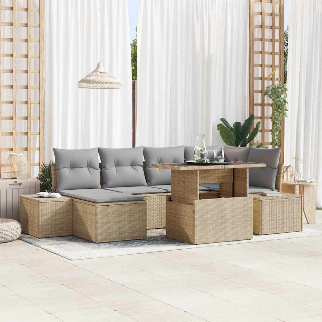 Tuin Sofa Set Met Opslag 7 Pcs Poly Riet