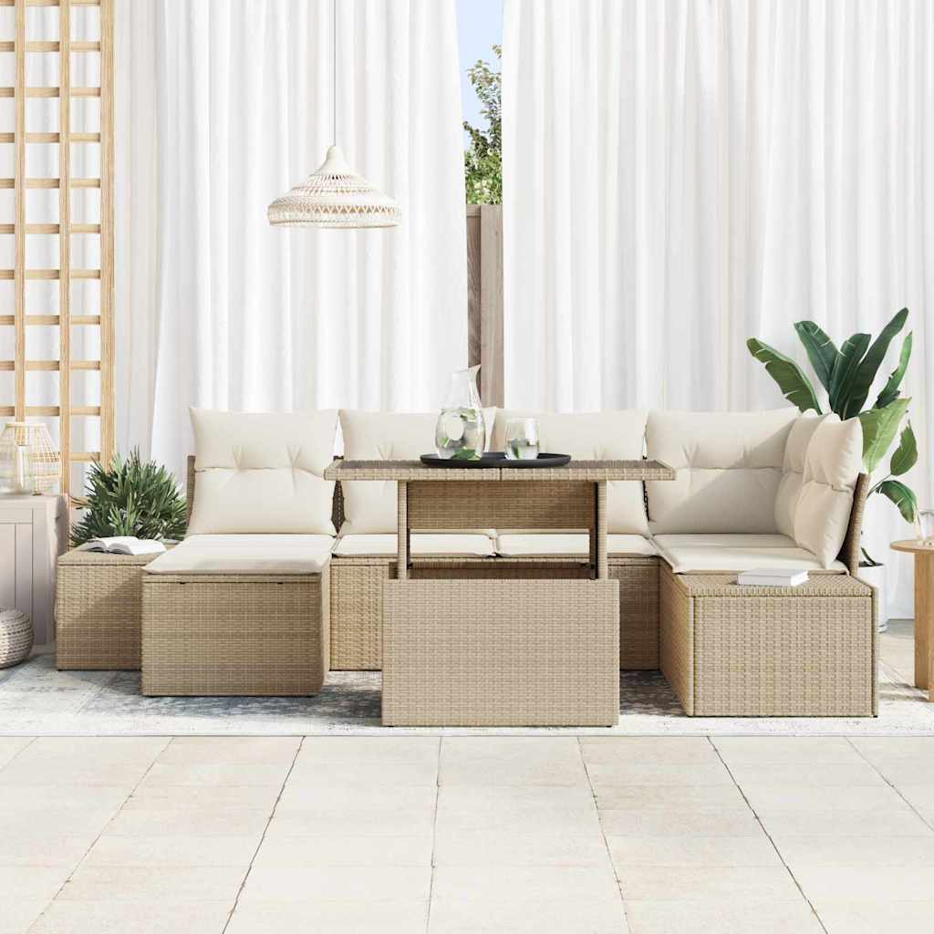 Tuin Sofa Set Met Opslag 7 Pcs Poly Riet