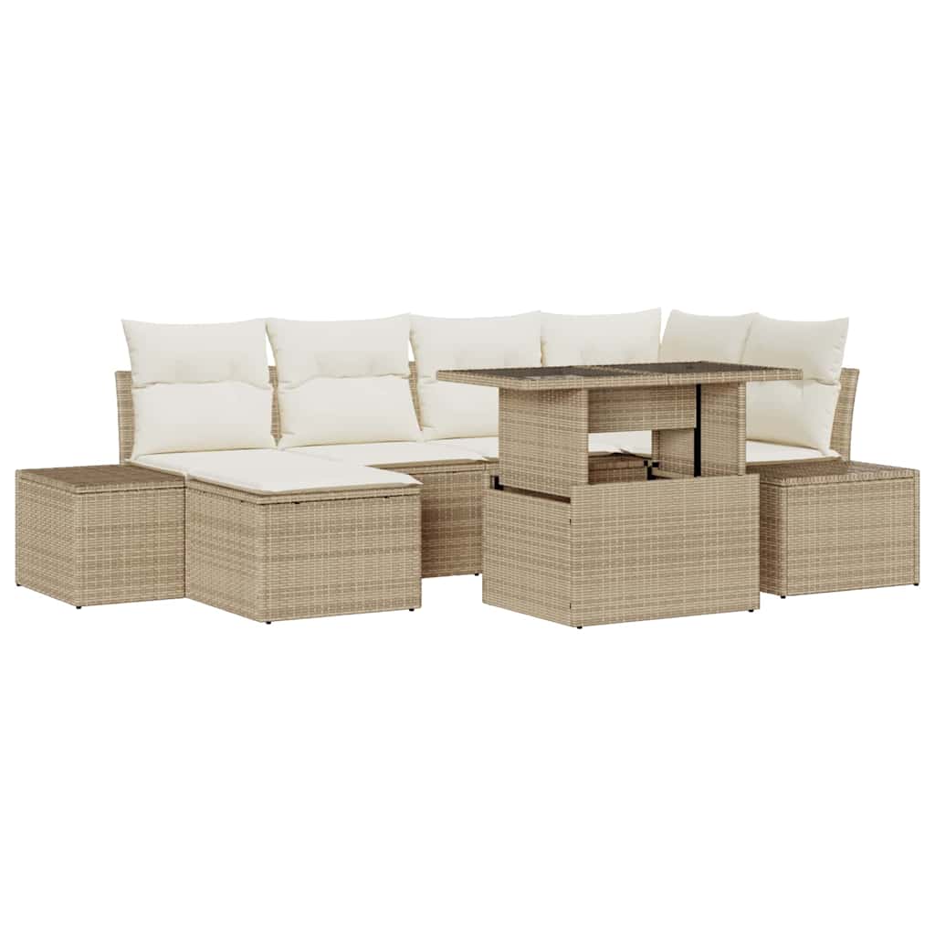 Tuin Sofa Set Met Opslag 7 Pcs Poly Riet