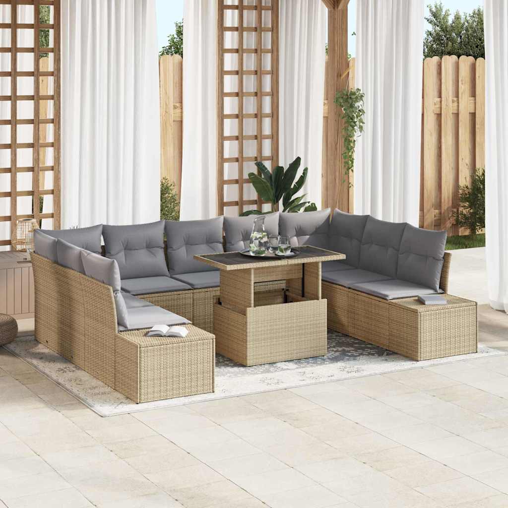 Tuin Sofa Set Met Opslag 10 Pcs Poly Riet