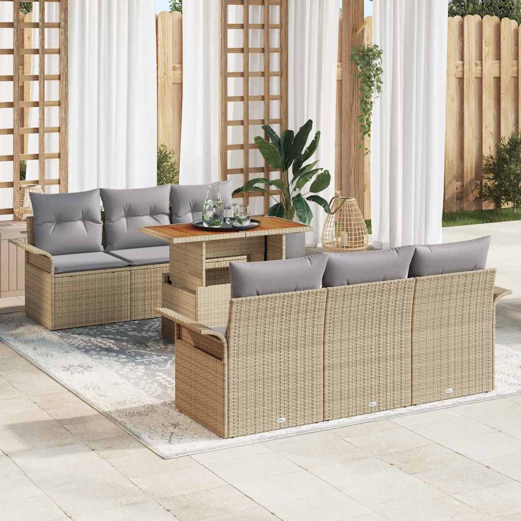 Tuin Sofa Set Met Opslag 7 Pcs Poly Riet