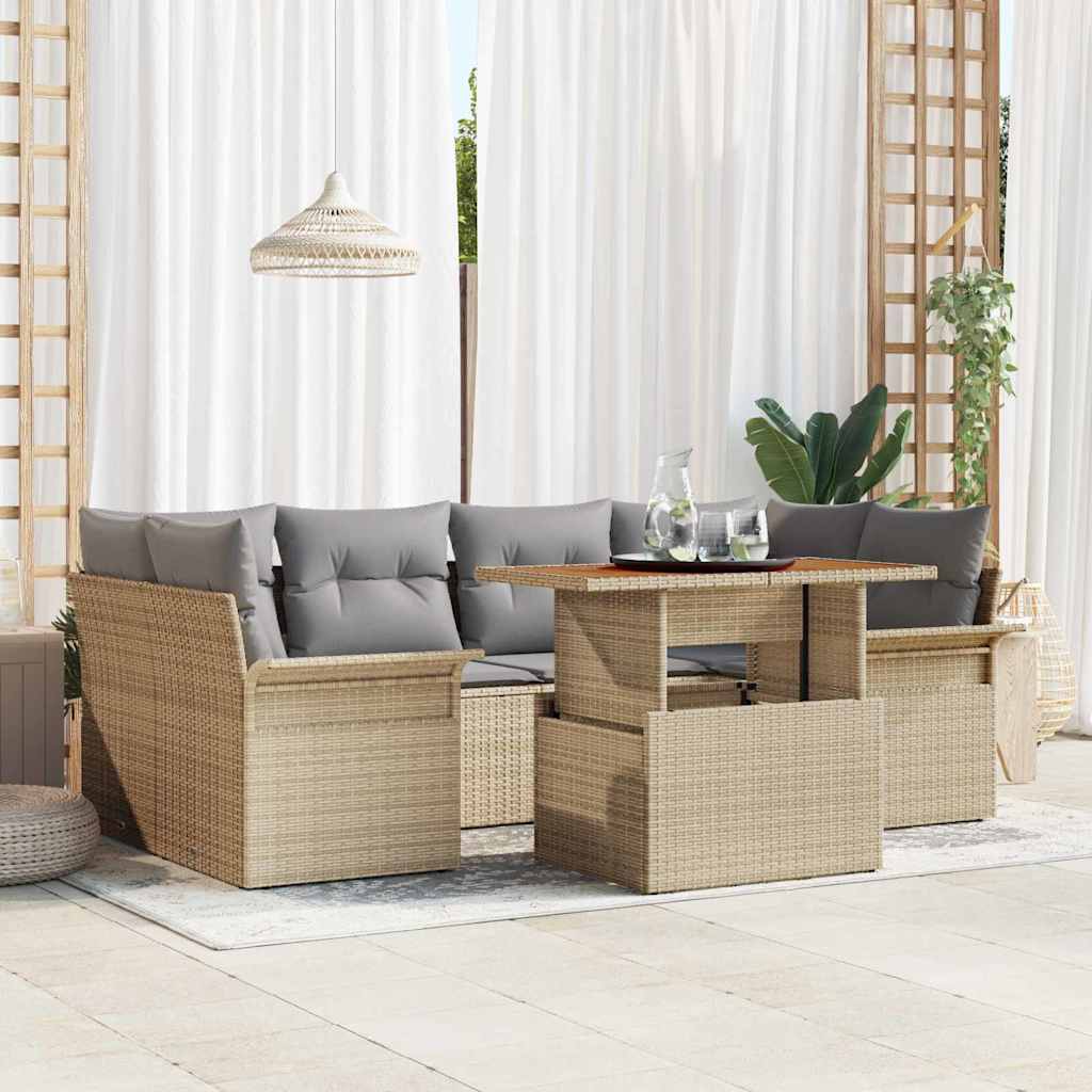 Tuin Sofa Set Met Opslag 7 Pcs Poly Riet
