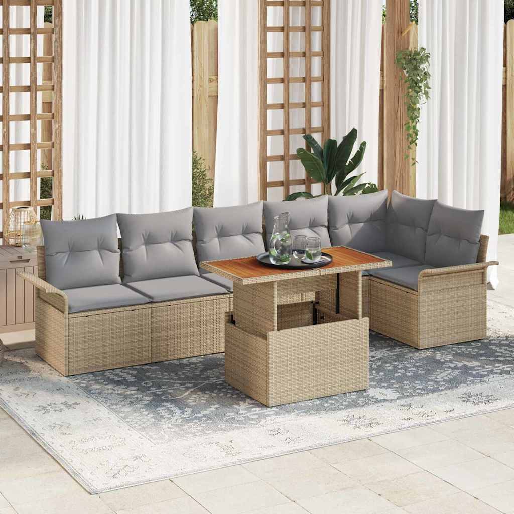 Tuin Sofa Set Met Opslag 7 Pcs Poly Riet