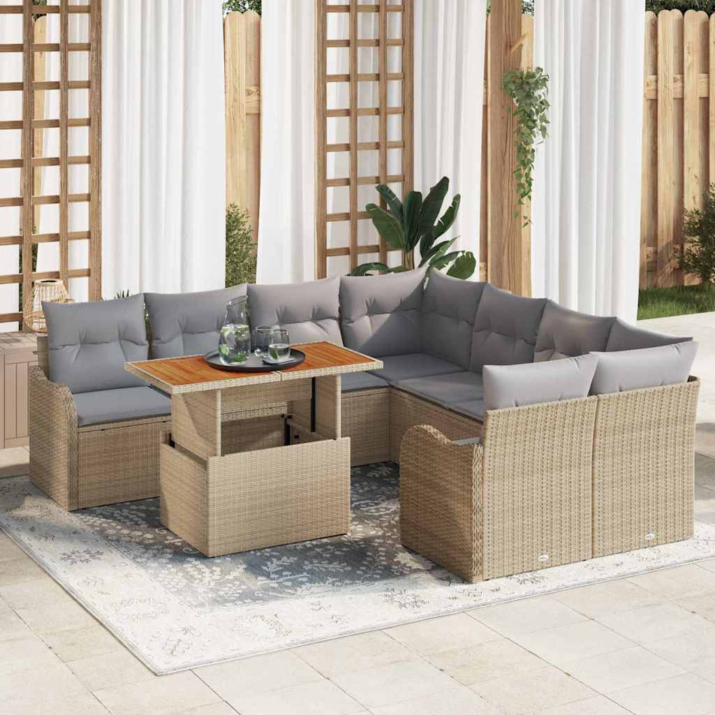 Tuin Sofa Set Met Opslag 9 Pcs Poly Riet
