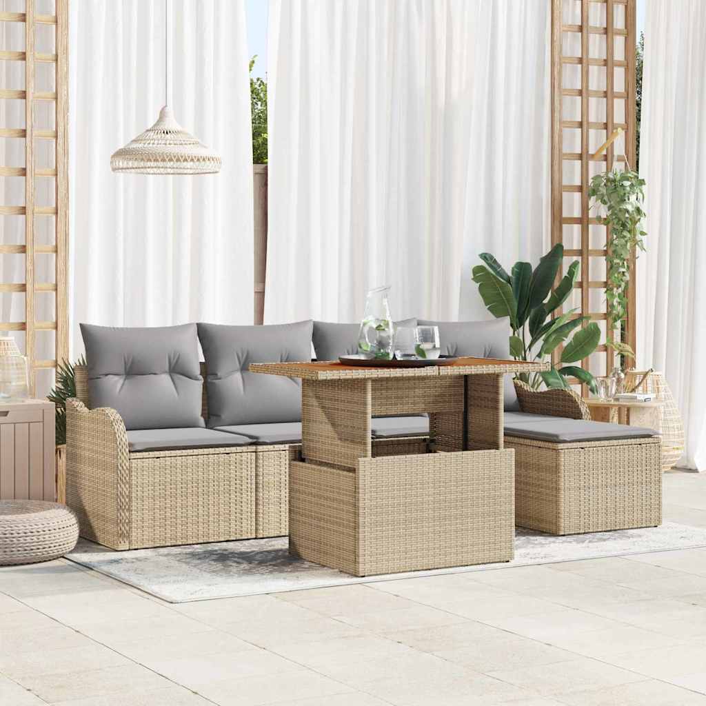 Tuin Sofa Set Met Opslag 6 Pcs Poly Riet