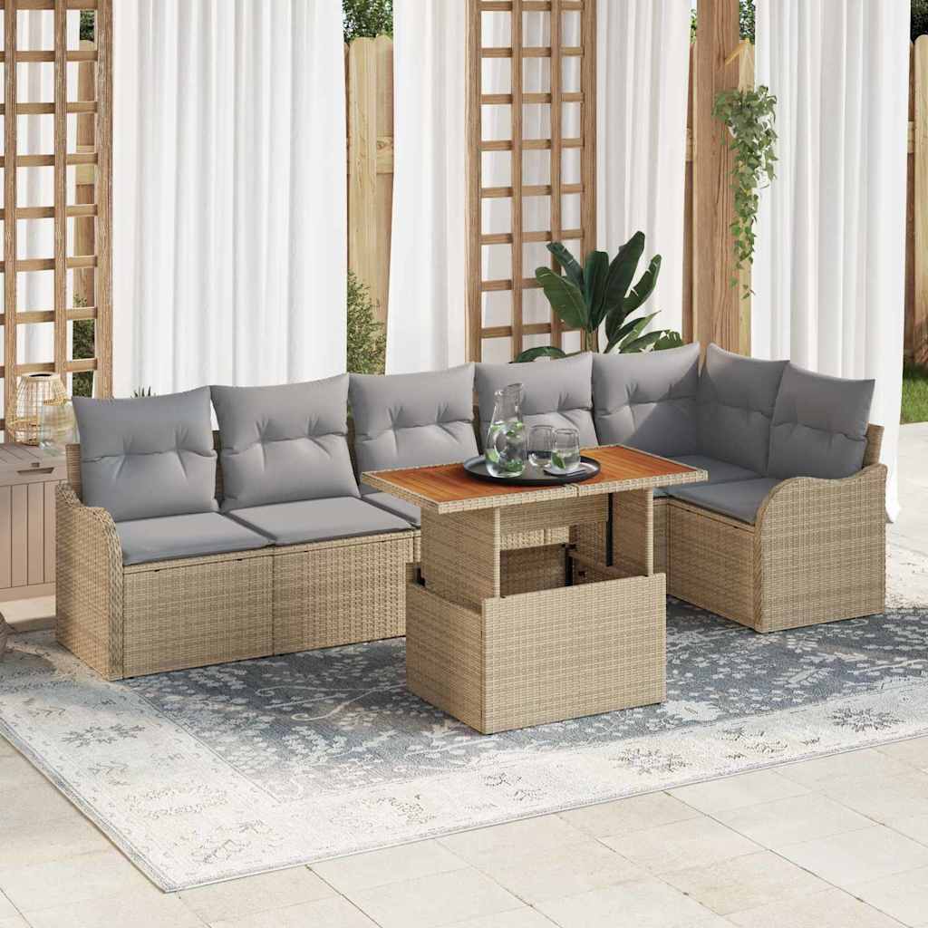 Tuin Sofa Set Met Opslag 7 Pcs Poly Riet