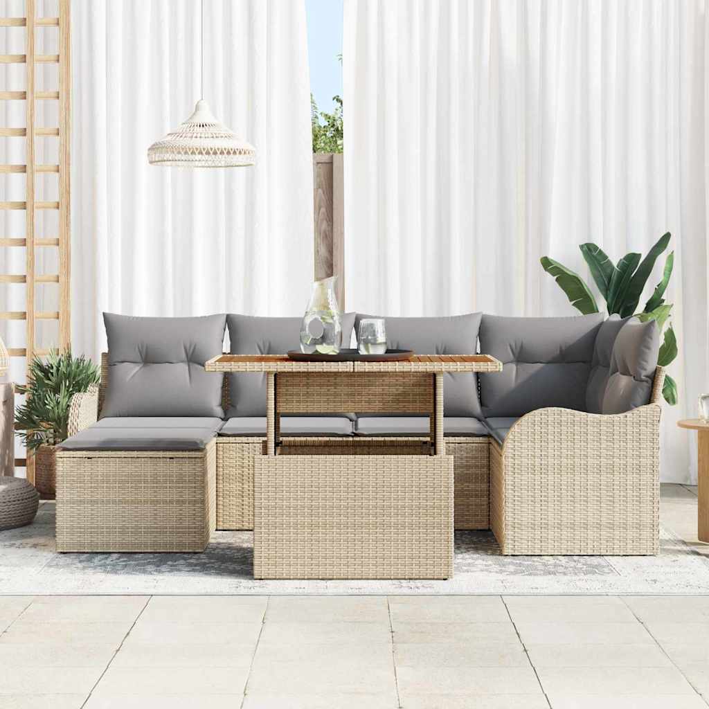 Tuin Sofa Set Met Opslag 7 Pcs Poly Riet