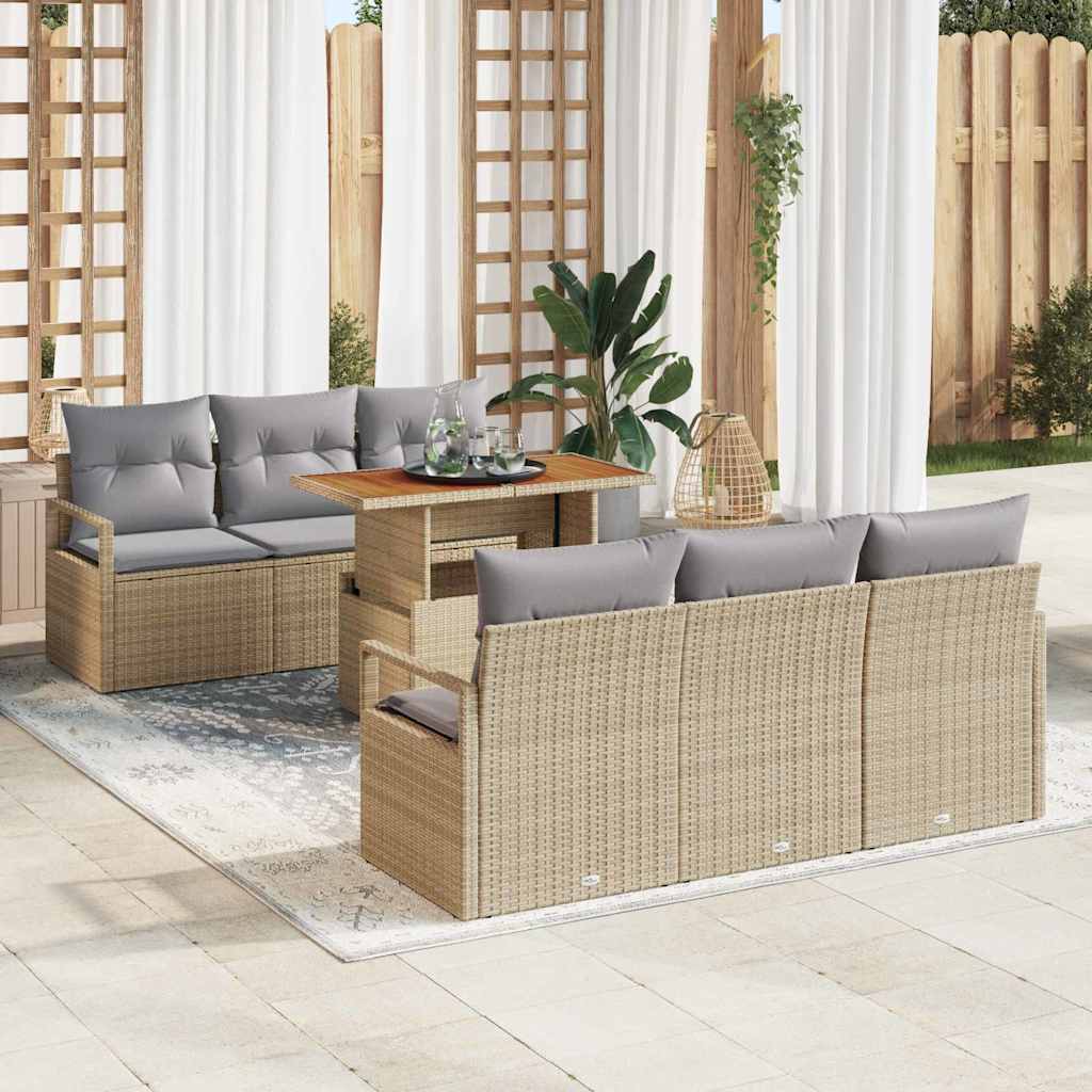Tuin Sofa Set Met Opslag 7 Pcs Poly Riet