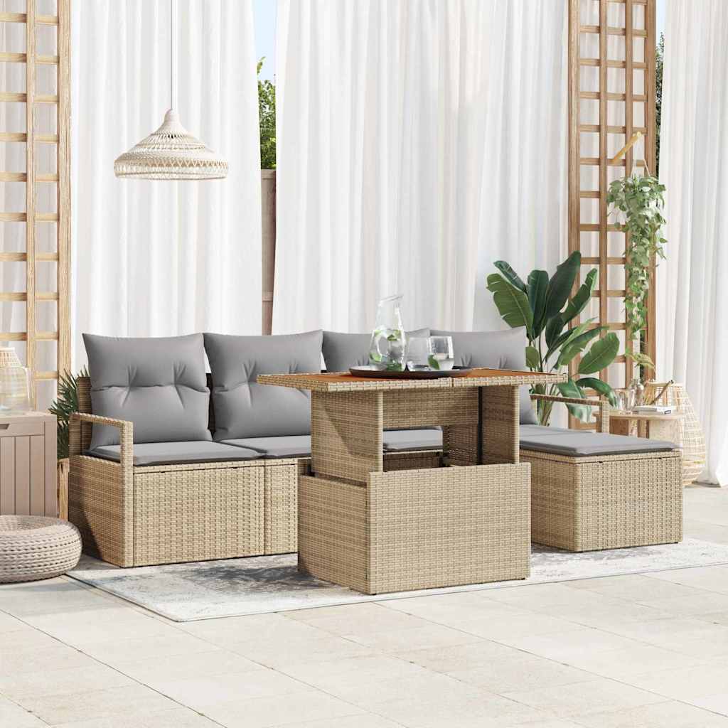 Tuin Sofa Set Met Opslag 6 Pcs Poly Riet