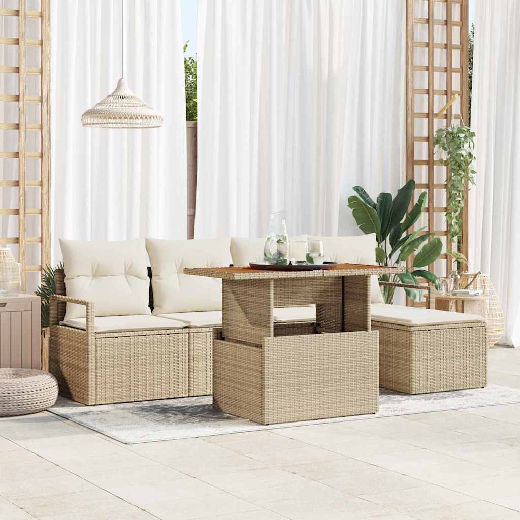 Tuin Sofa Set Met Opslag 6 Pcs Poly Riet