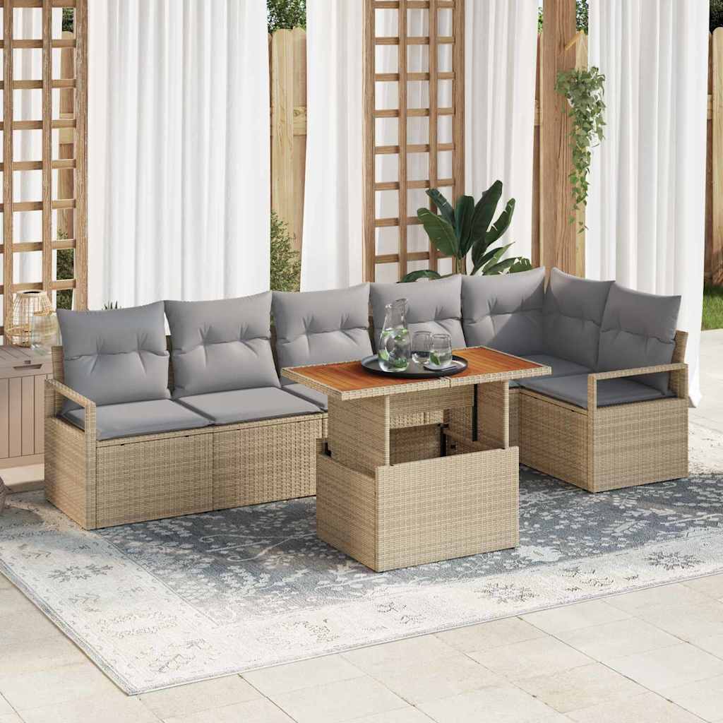 Tuin Sofa Set Met Opslag 7 Pcs Poly Riet