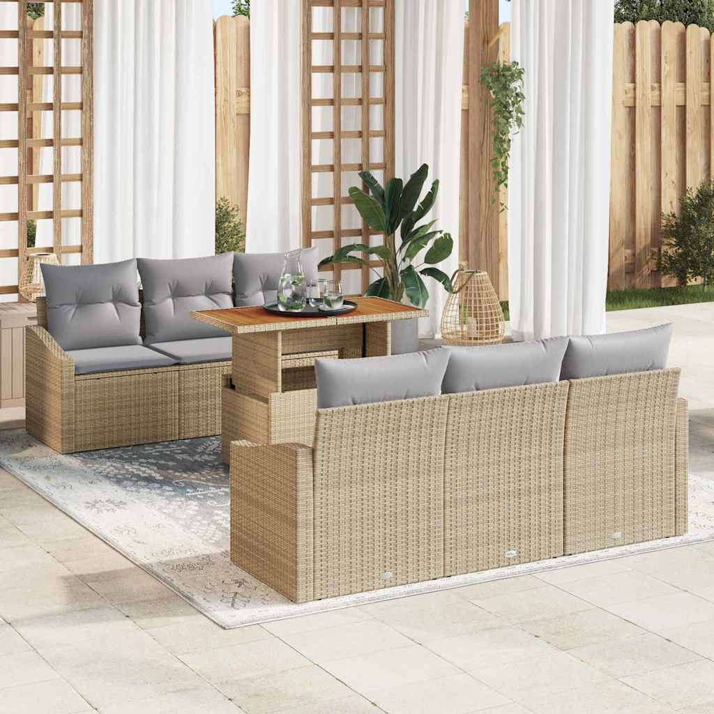 Tuin Sofa Set Met Opslag 7 Pcs Poly Riet