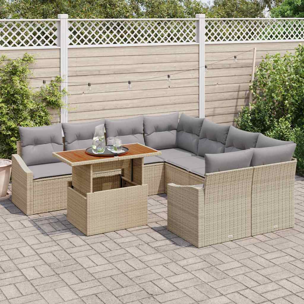 Tuin Sofa Set Met Opslag 9 Pcs Poly Riet