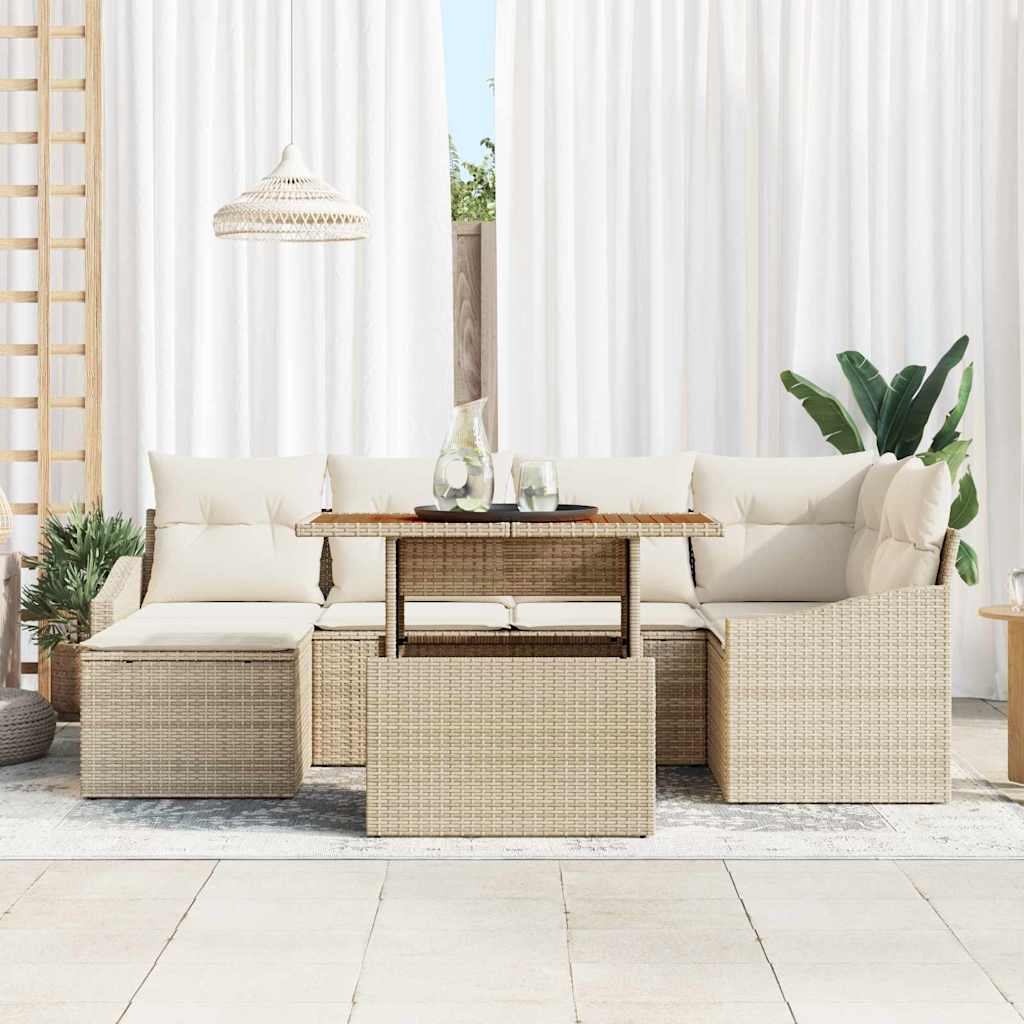 Tuin Sofa Set Met Opslag 7 Pcs Poly Riet