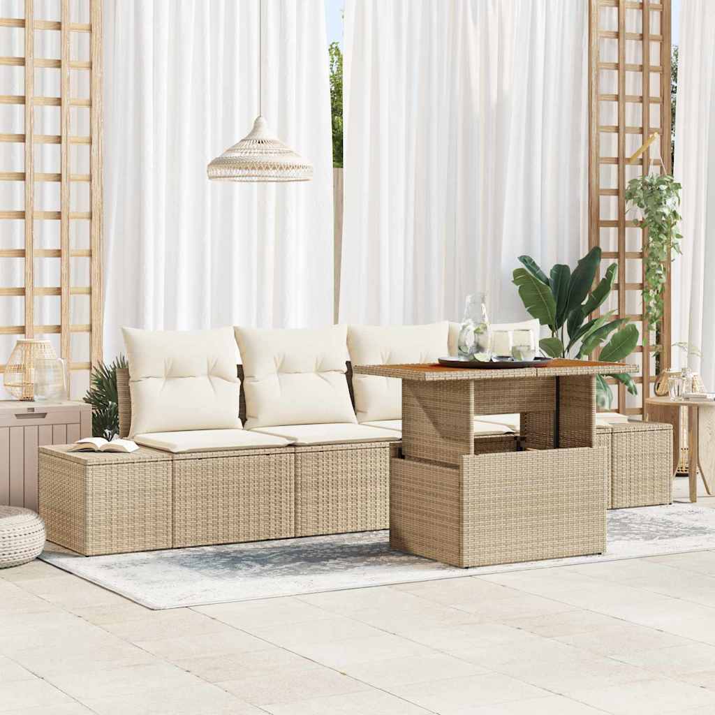 Tuin Sofa Set Met Opslag 5 Pcs Poly Riet