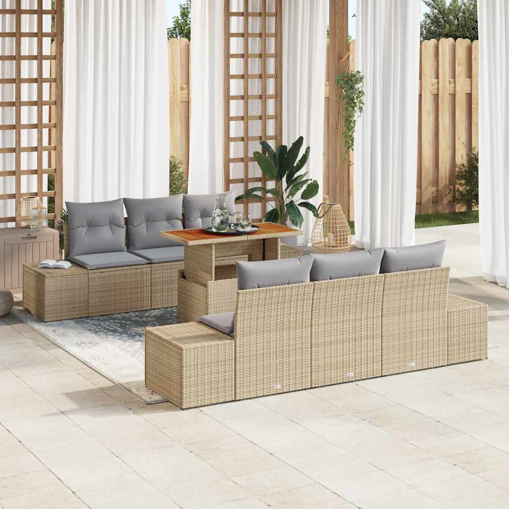 Tuin Sofa Set Met Opslag 7 Pcs Poly Riet