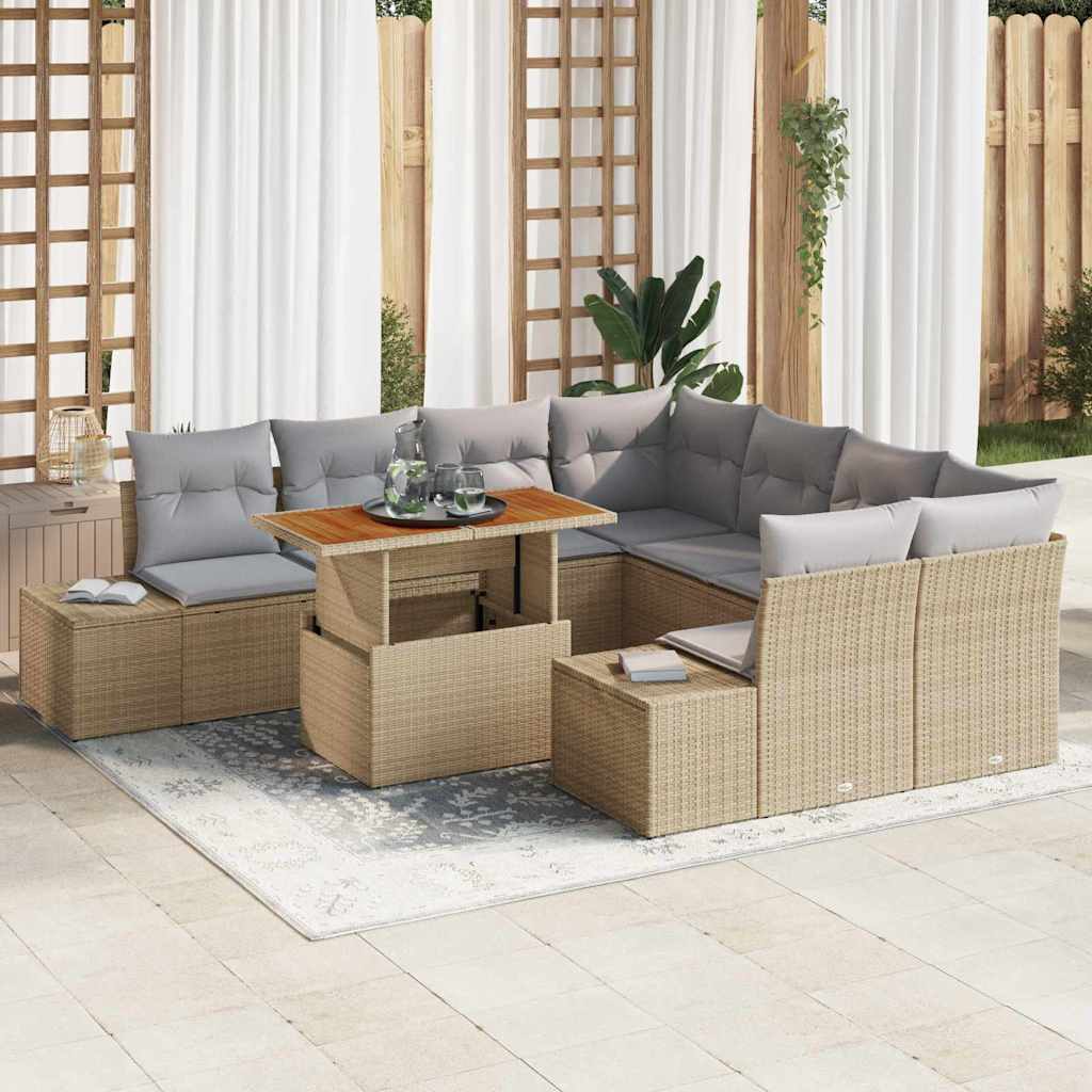 Tuin Sofa Set Met Opslag 9 Pcs Poly Riet