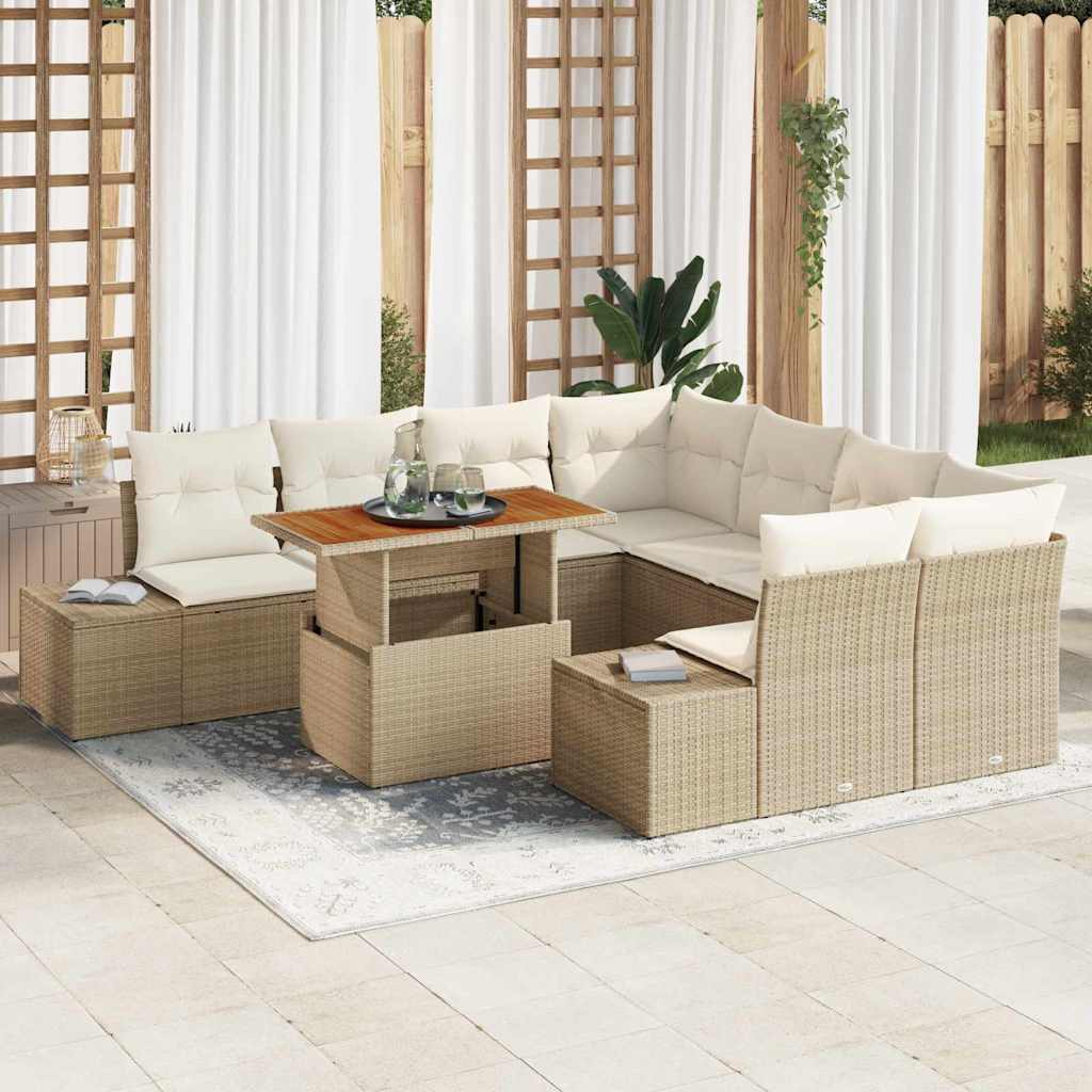 Tuin Sofa Set Met Opslag 9 Pcs Poly Riet