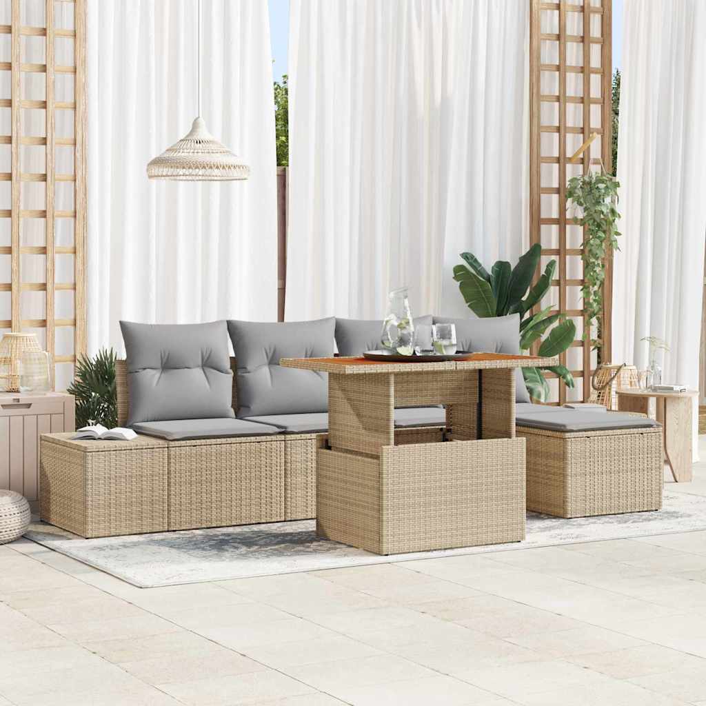 Tuin Sofa Set Met Opslag 6 Pcs Poly Riet