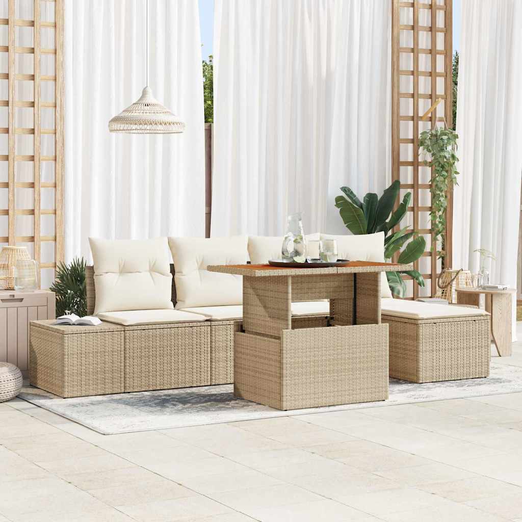 Tuin Sofa Set Met Opslag 6 Pcs Poly Riet