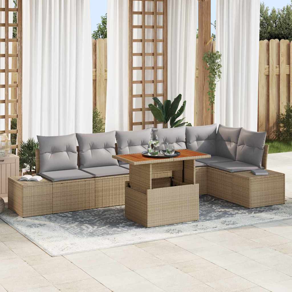 Tuin Sofa Set Met Opslag 7 Pcs Poly Riet
