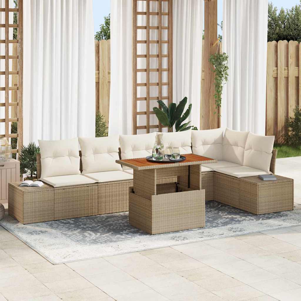 Tuin Sofa Set Met Opslag 7 Pcs Poly Riet