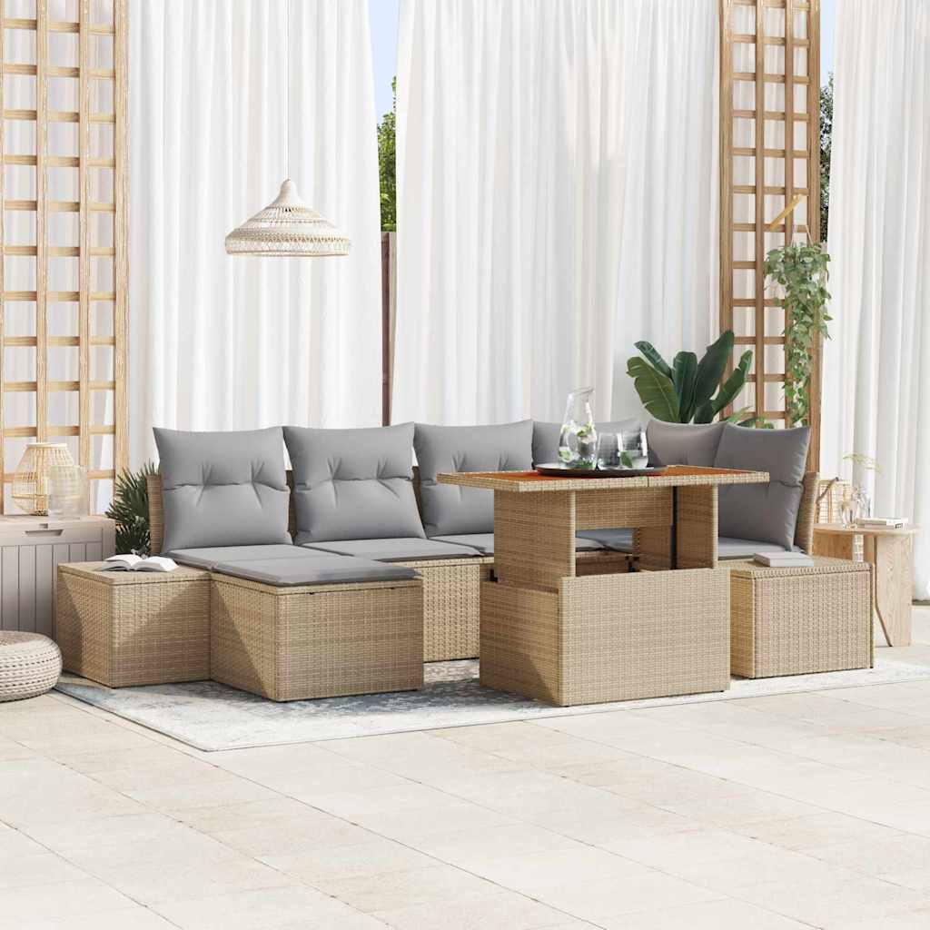 Tuin Sofa Set Met Opslag 7 Pcs Poly Riet