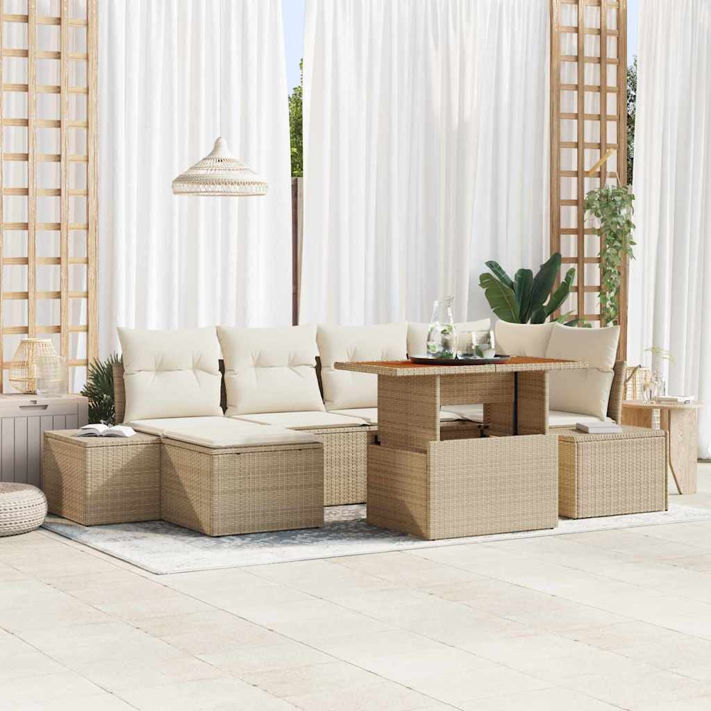 Tuin Sofa Set Met Opslag 7 Pcs Poly Riet