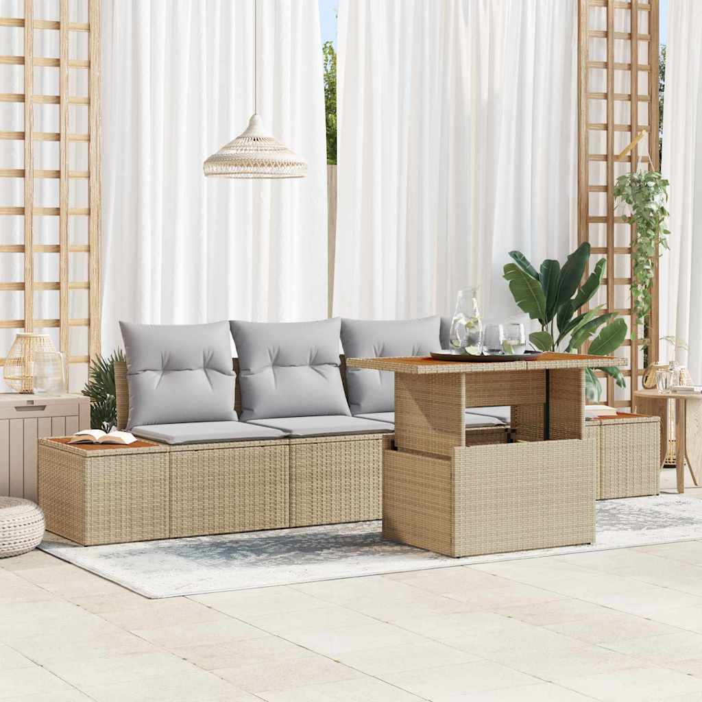 Tuin Sofa Set Met Opslag 5 Pcs Poly Riet