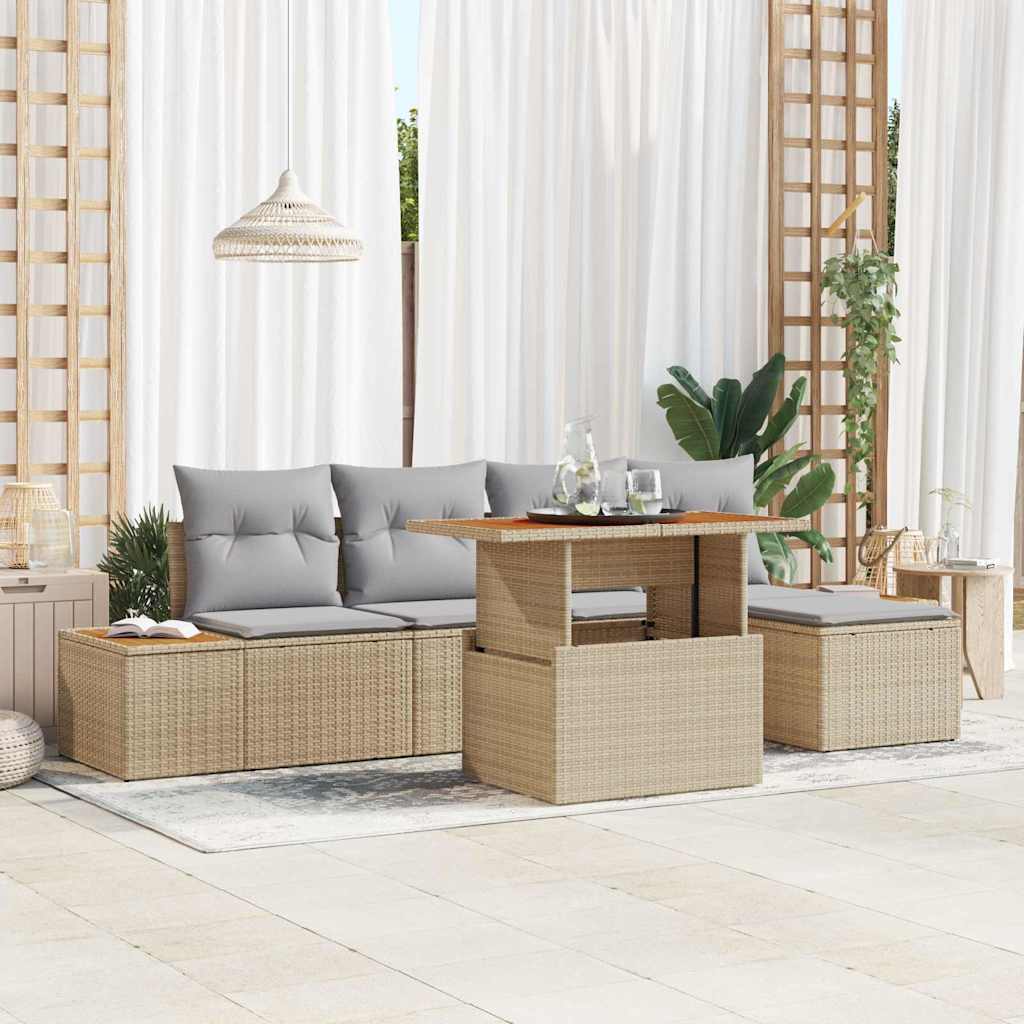 Tuin Sofa Set Met Opslag 6 Pcs Poly Riet