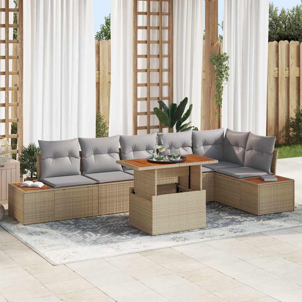 Tuin Sofa Set Met Opslag 7 Pcs Poly Riet