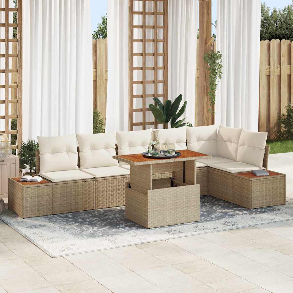 Tuin Sofa Set Met Opslag 7 Pcs Poly Riet