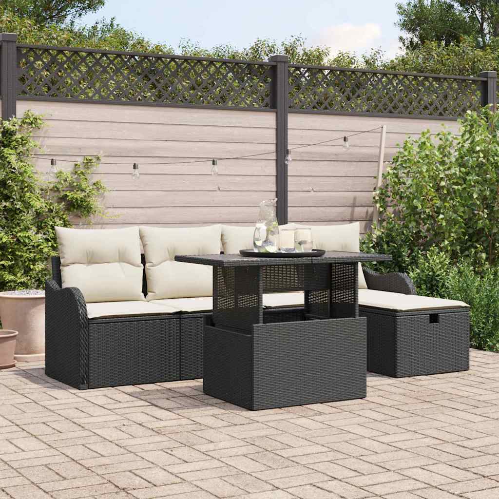 Tuin Sofa Set Met Kussen Met Opslag 6 Pcs Poly Riet