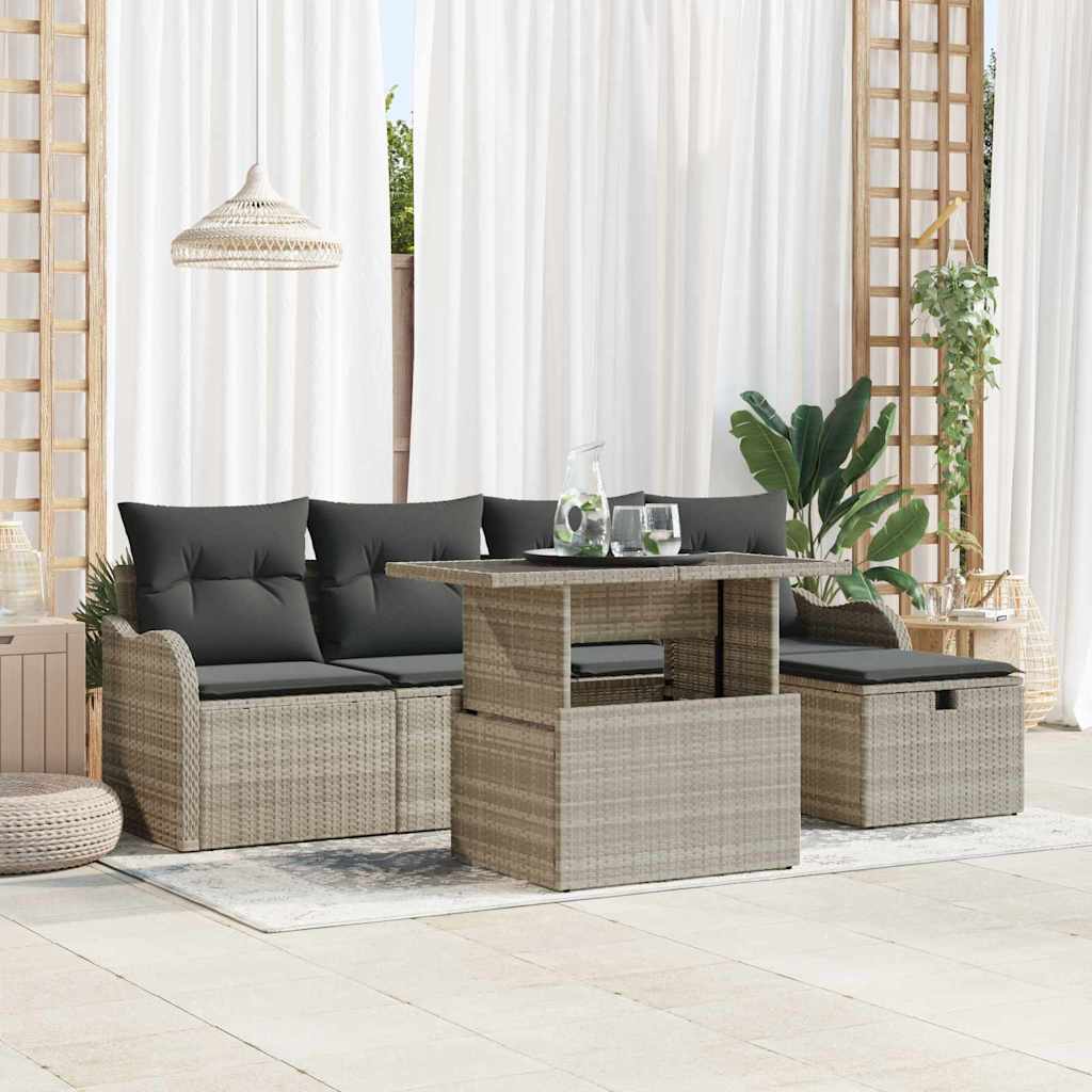 Tuin Sofa Set Met Kussen Met Opslag 6 Pcs Poly Riet