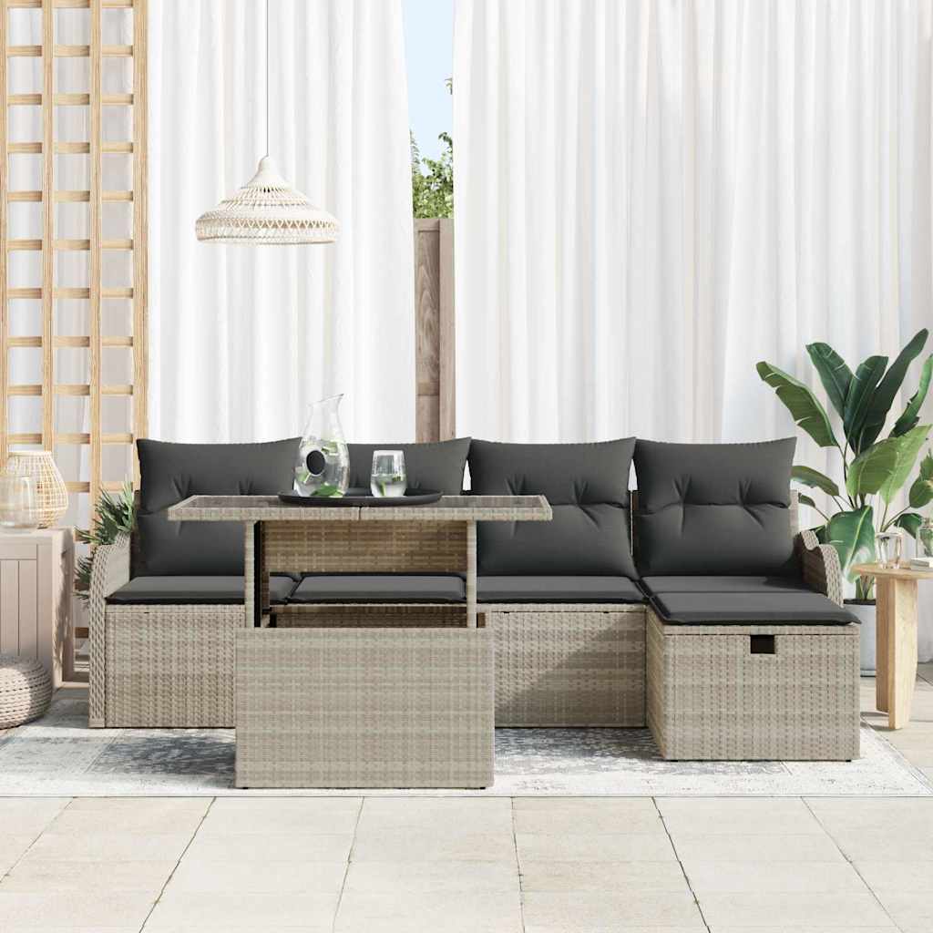 Tuin Sofa Set Met Kussen Met Opslag 6 Pcs Poly Riet