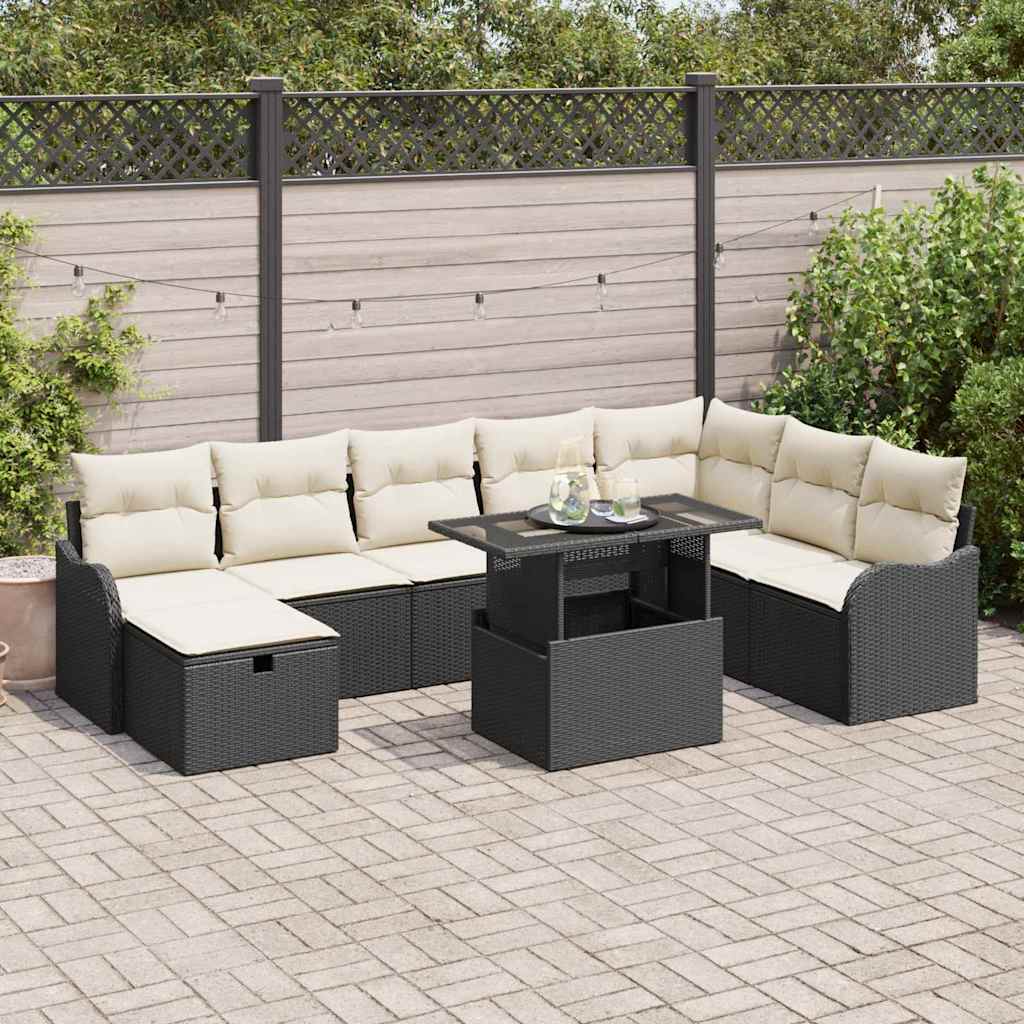 Tuin Sofa Set Met Kussen Met Opslag 9 Pcs Poly Riet