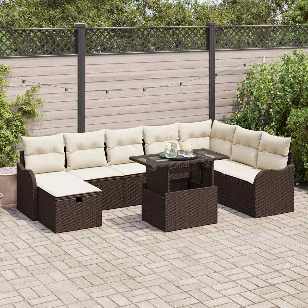 Tuin Sofa Set Met Kussen Met Opslag 9 Pcs Poly Riet