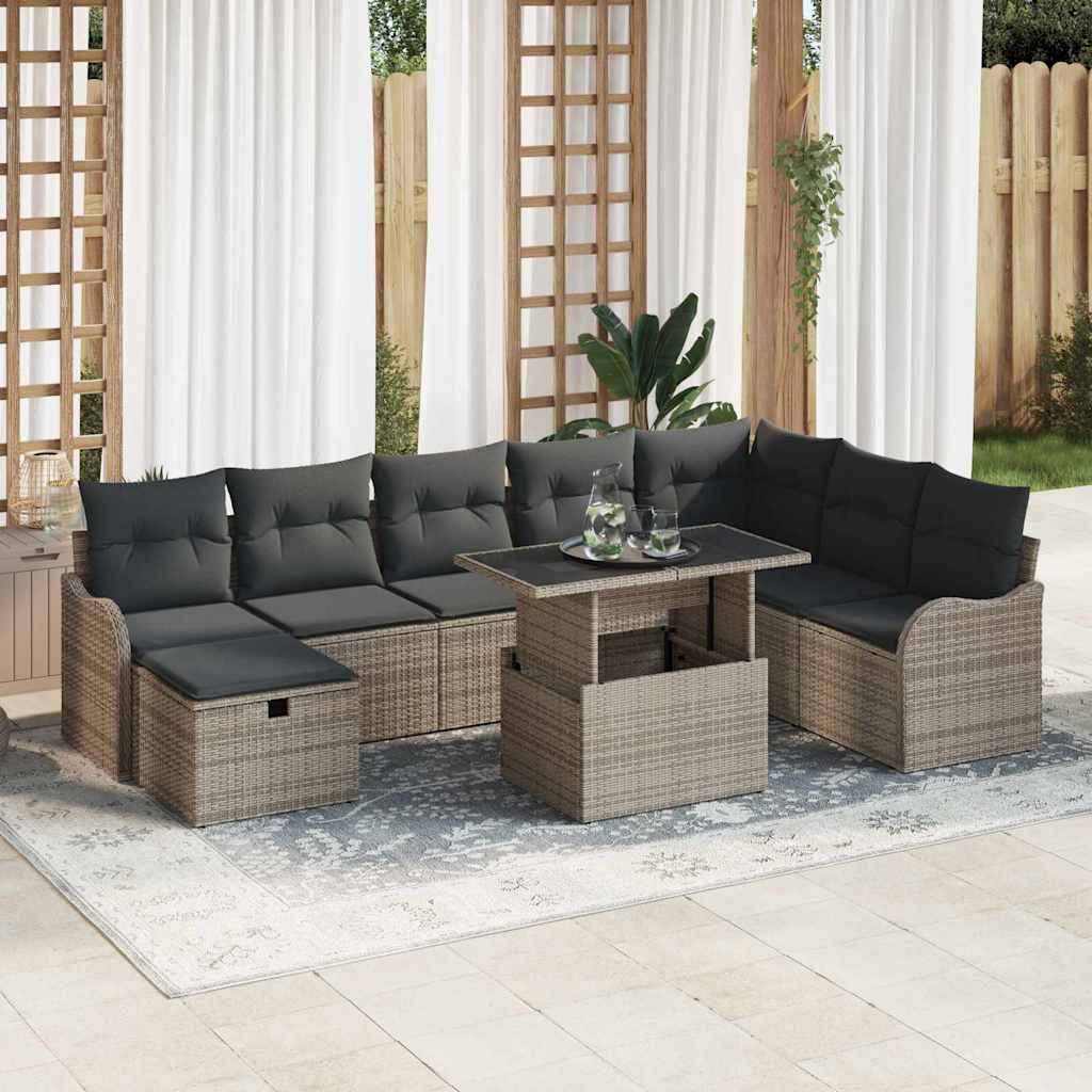 Tuin Sofa Set Met Kussen Met Opslag 9 Pcs Poly Riet