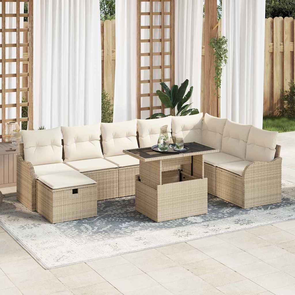 Tuin Sofa Set Met Kussen Met Opslag 9 Pcs Poly Riet