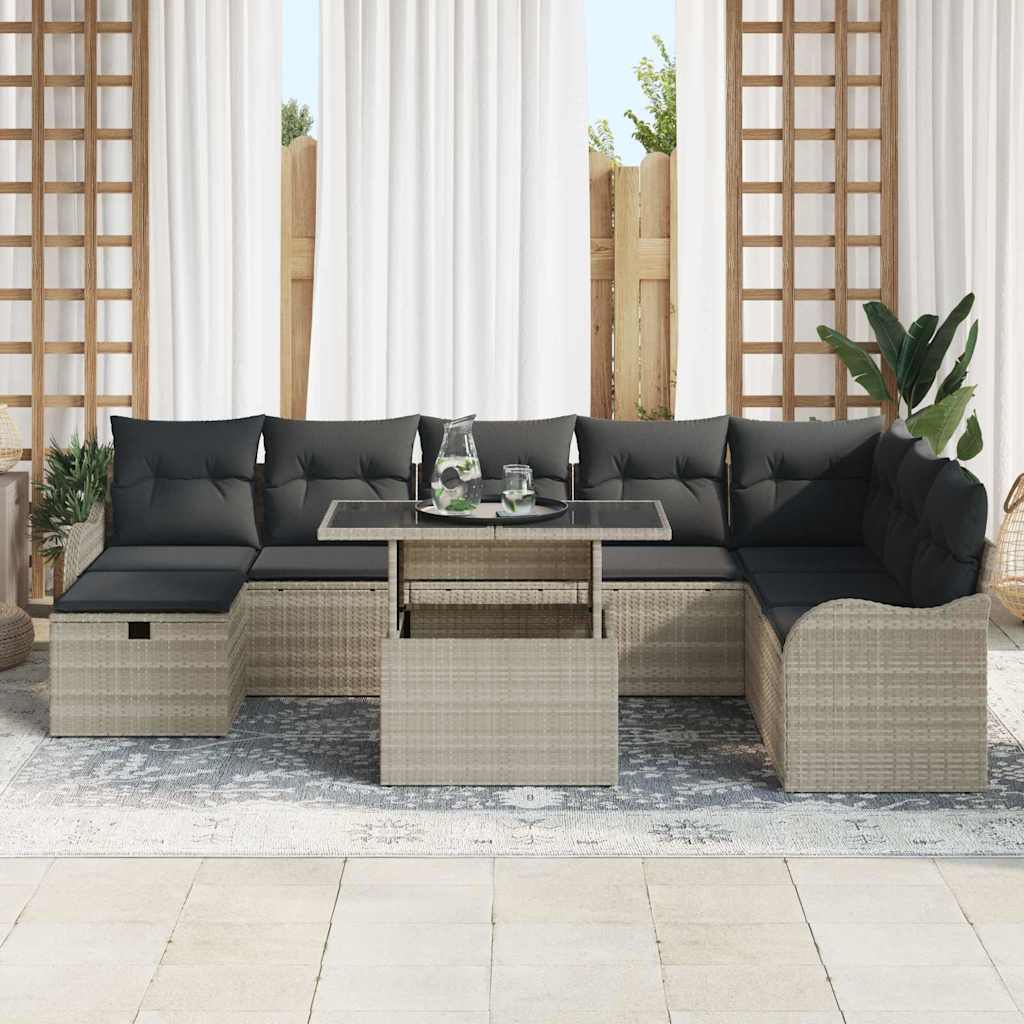 Tuin Sofa Set Met Kussen Met Opslag 9 Pcs Poly Riet