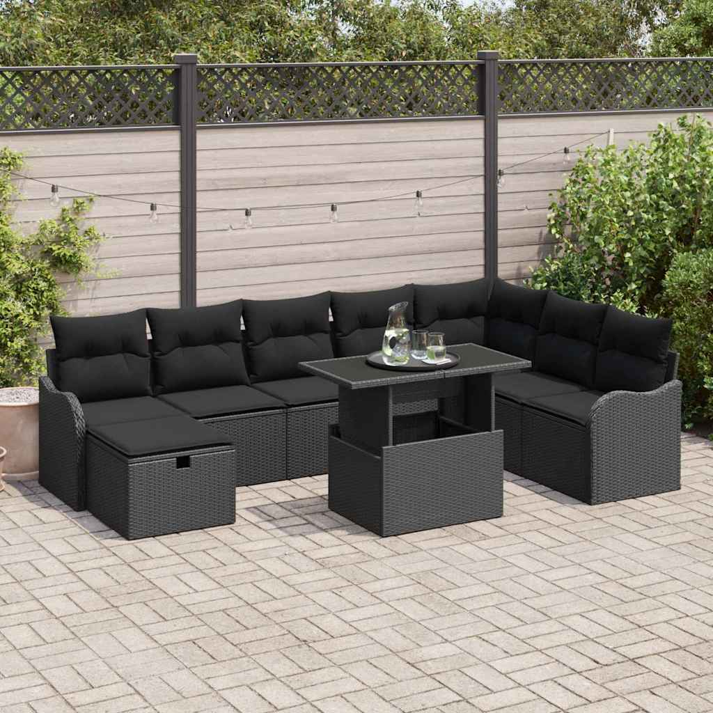 Tuin Sofa Set Met Kussen Met Opslag 9 Pcs Poly Riet