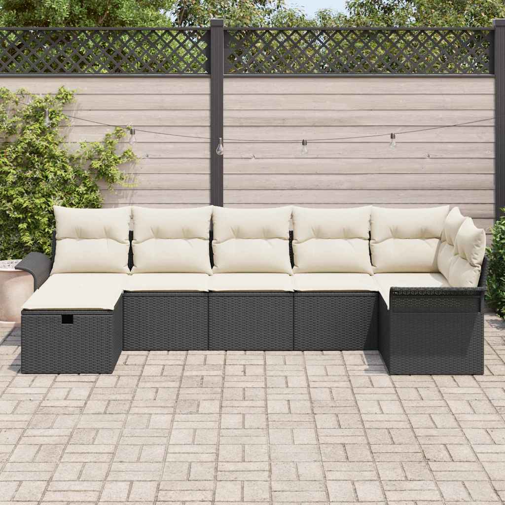 Tuin Sofa Set Met Kussen Met Opslag 7 Pcs Poly Riet