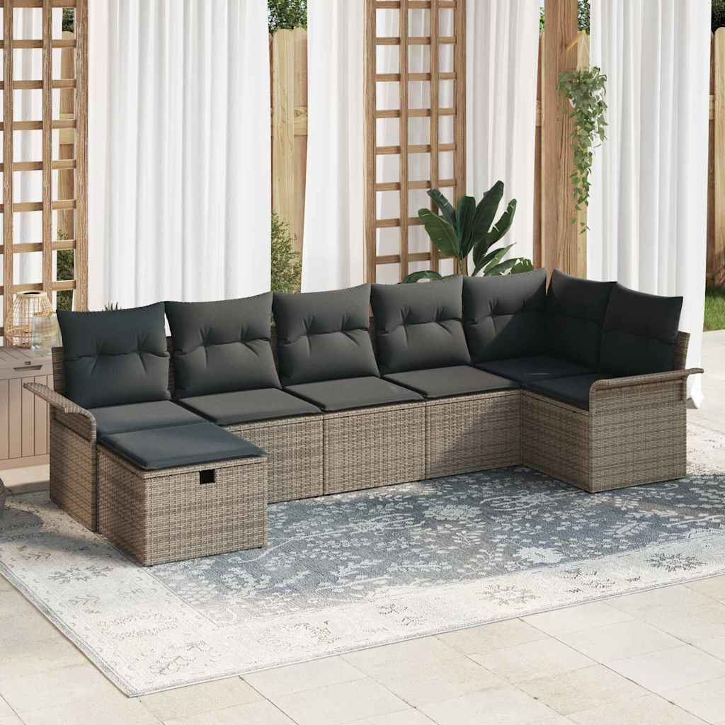 Tuin Sofa Set Met Kussen Met Opslag 7 Pcs Poly Riet