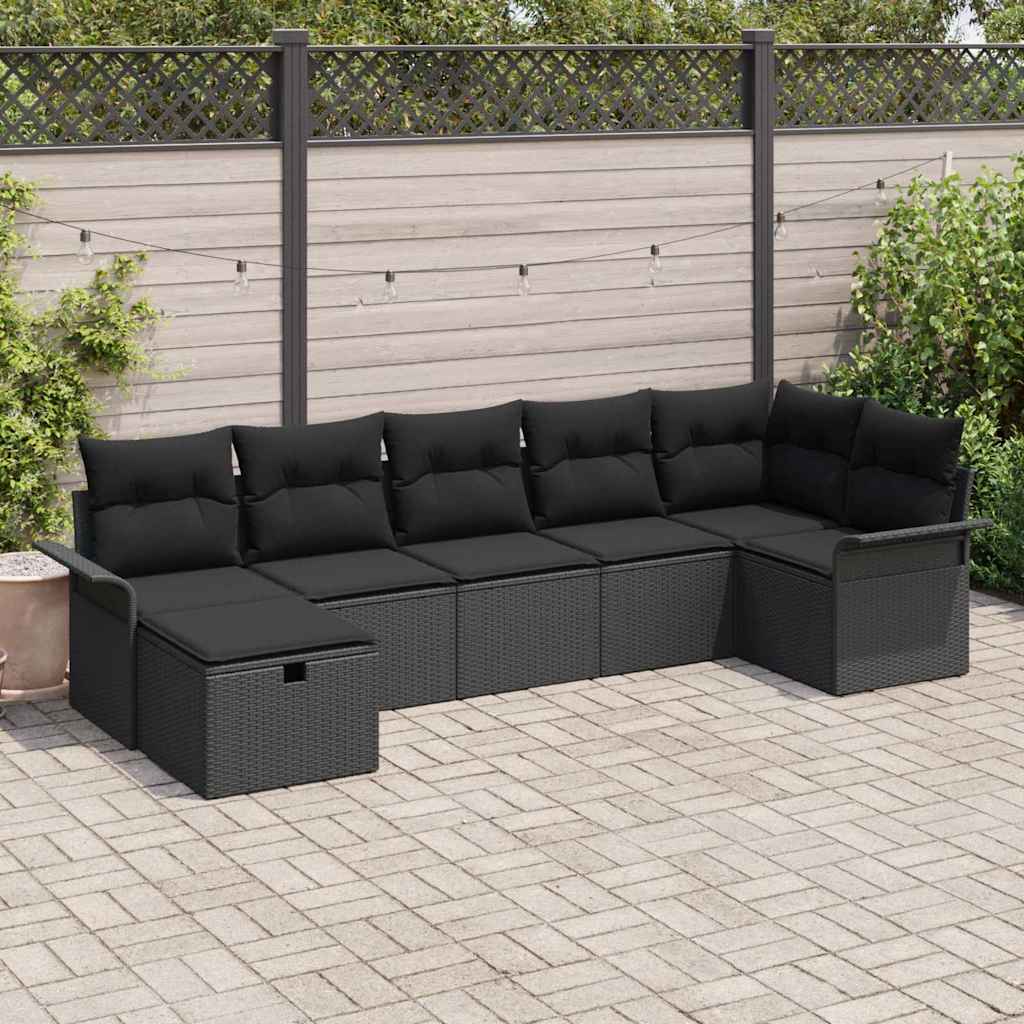 Tuin Sofa Set Met Kussen Met Opslag 7 Pcs Poly Riet