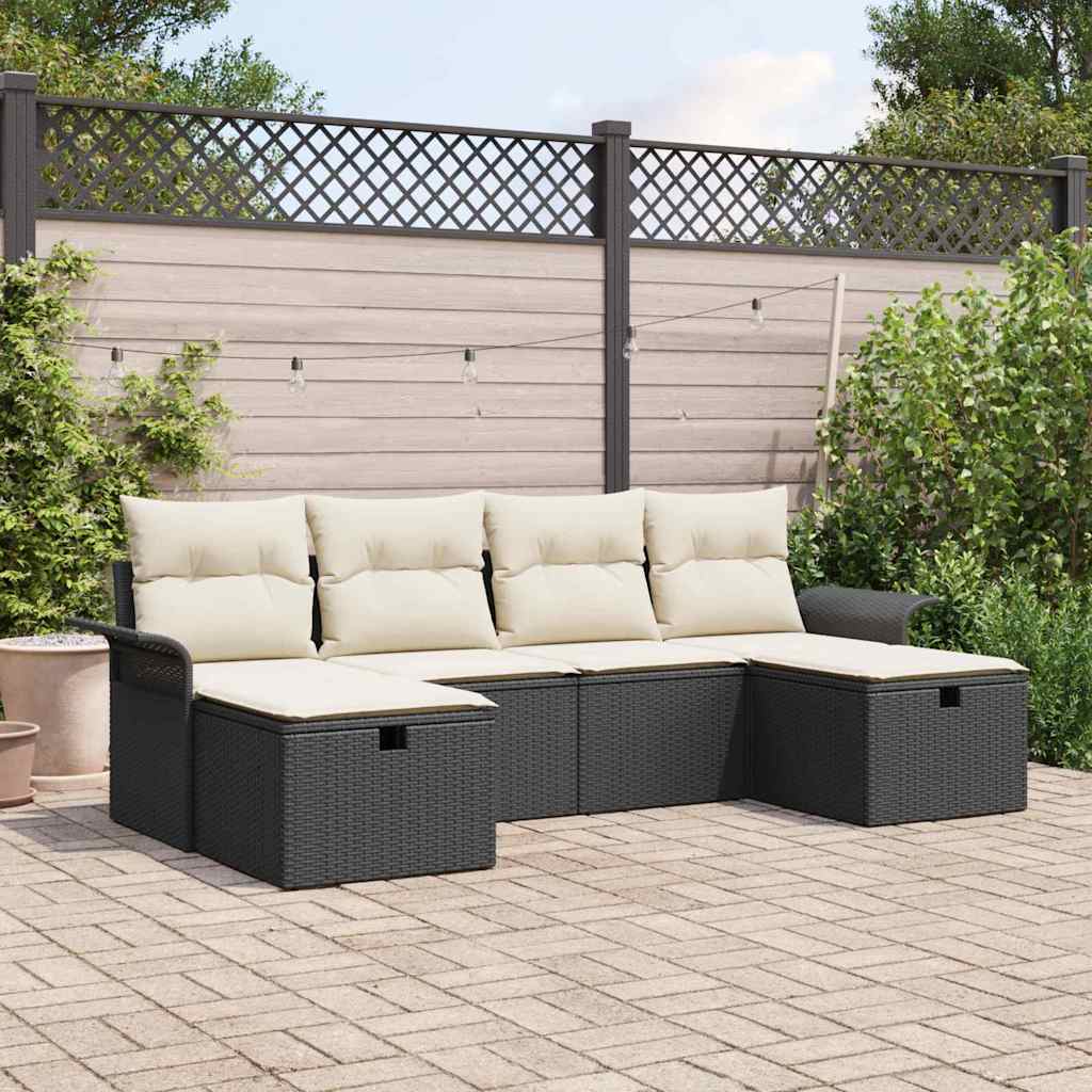 Tuin Sofa Set Met Kussen Met Opslag 6 Pcs Poly Riet