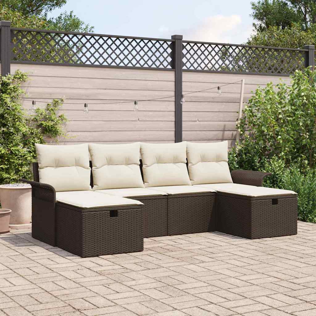 Tuin Sofa Set Met Kussen Met Opslag 6 Pcs Poly Riet