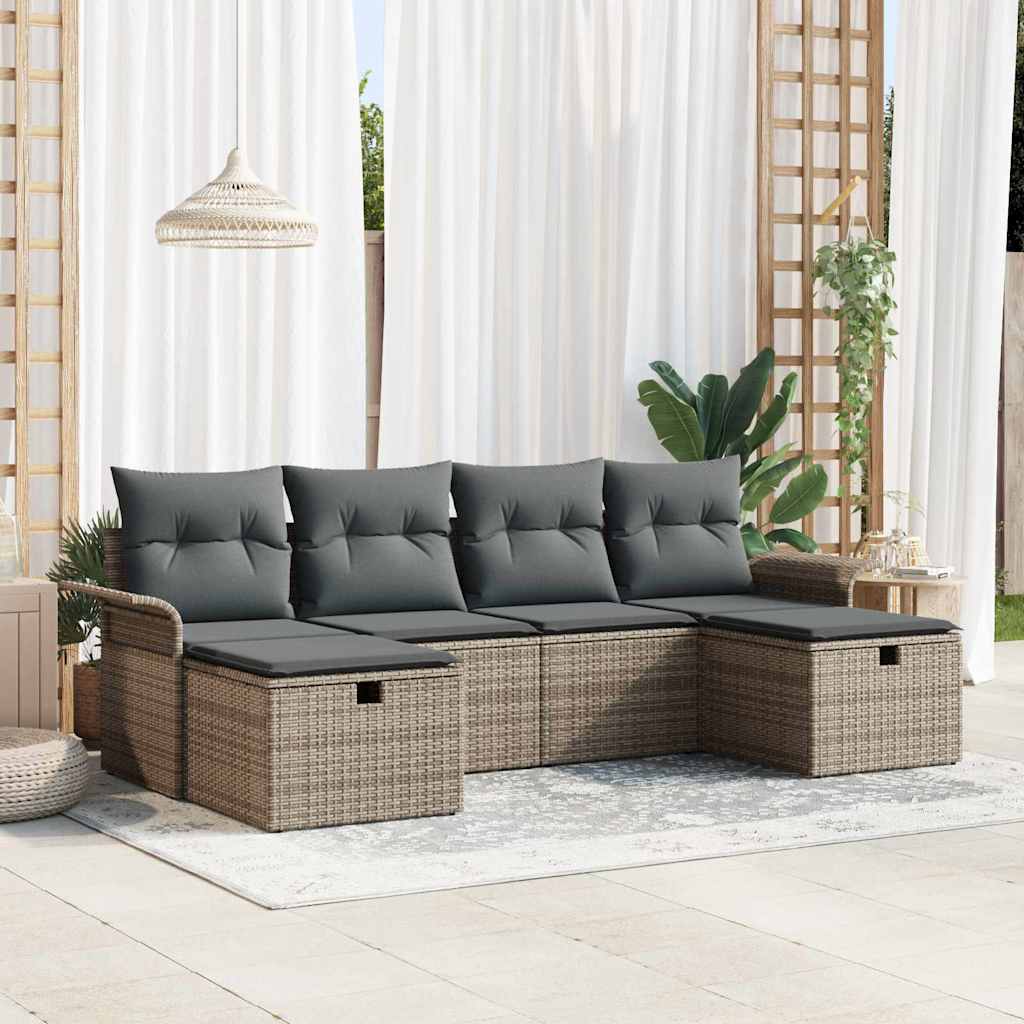 Tuin Sofa Set Met Kussen Met Opslag 6 Pcs Poly Riet